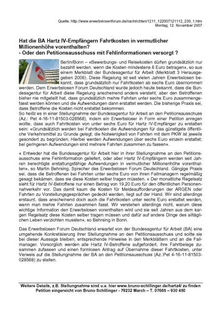 Die ARGE lebt Die ARGE Breisgau-Hochschwarzwald lebt Artikel_fahrtkosten_petition01